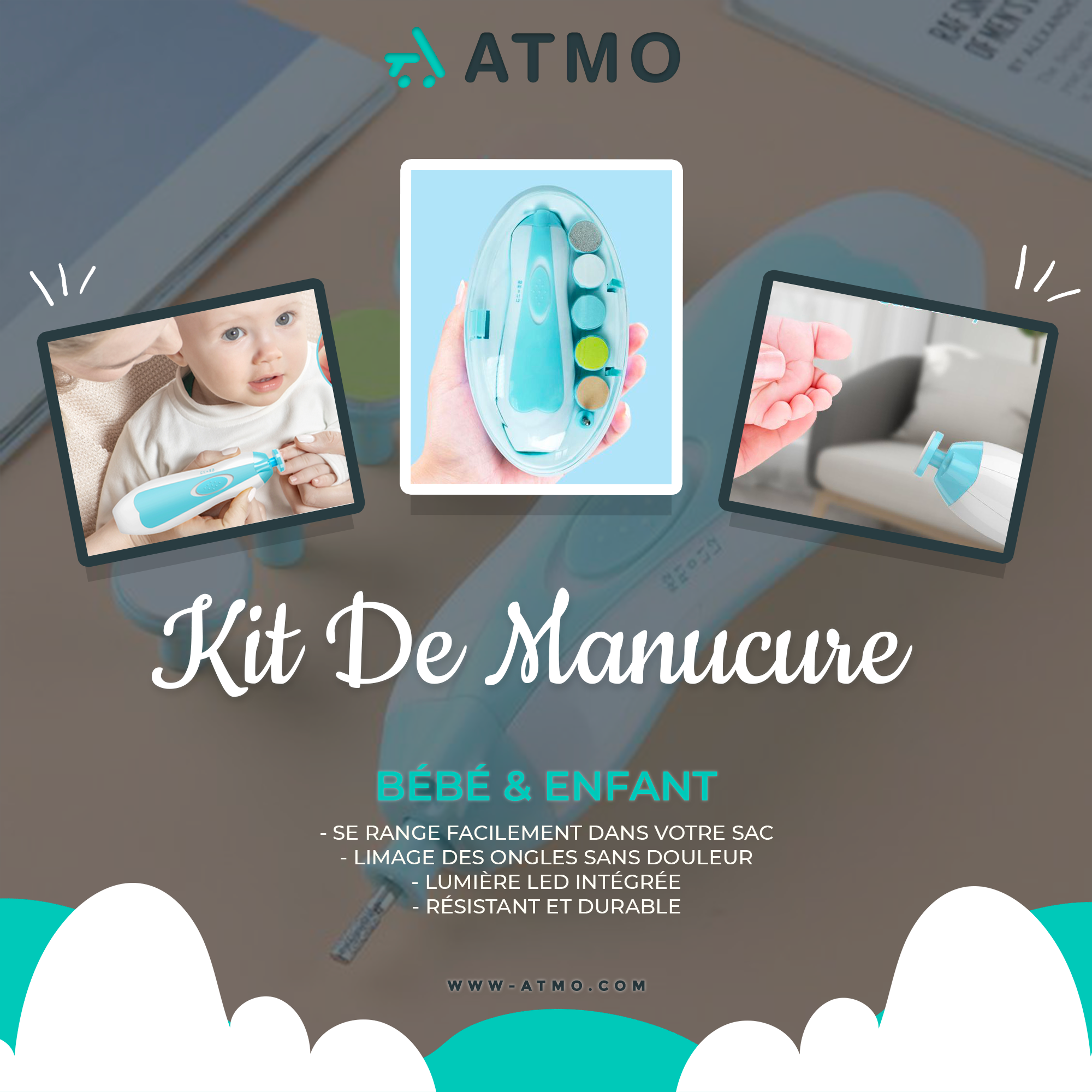 kit de manucure automatique pour bébé et enfant.