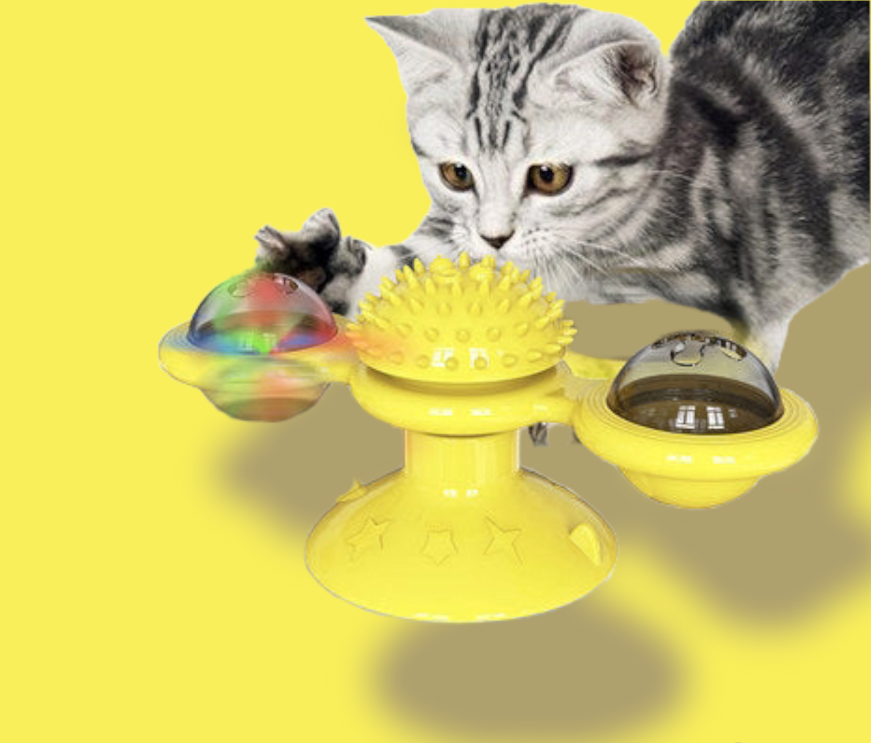 Jouet fixable en éolienne pour chat (jeu de lumière inclus).